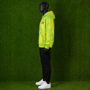 Sudadera con capucha y cremallera personalizada al por mayor, estilo streetwear, tie-dye, oversize, con lavado ácido, de forro polar, verde neón, unisex, tipo chaqueta con cremallera - Product Image 4