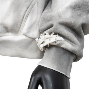 Sudadera con Capucha Premium Personalizada, Diseño Desgastado y Dibujado a Mano, Lavado Vintage, Forro de Waffle de Doble Capa, Corte Recortado para Hombre - Product Image 5