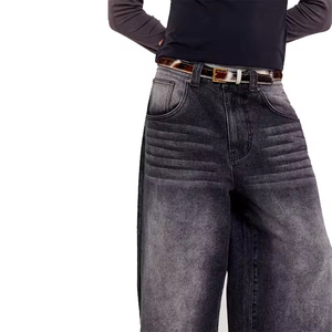 Pantalones Vaqueros Holgados de Mezclilla para Hombre, Estilo Oversize, 100% Algodón, Color Negro Deslavado, Diseño Personalizado de Alta Moda - Product Image 5