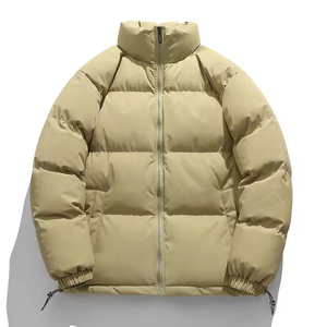 Blouson matelassé pour homme, couleur turquoise, coupe-vent, épais, hiver, décontracté, col montant, fermeture éclair, coupe régulière, rembourrage en polyester, couleur unie - Product Image 4
