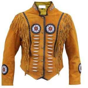 Chaqueta de cuero genuino occidental vintage hecha a mano con flecos de estilo vaquero y chaquetas de mujer de pan - Product Image 3