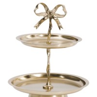 Support à gâteau à 2 niveaux en métal doré de luxe, élégant plateau de service à dessert en aluminium à plusieurs étages pour centre de table de mariage et présentation de buffet