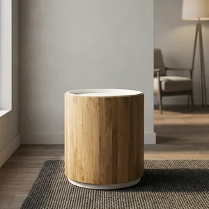 Mesas de Centro Redondas Modernas de Madera con Bandeja Superior y Patas de Metal, Muebles Escandinavos para Sala de Estar - Product Image 1