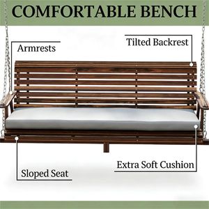 Columpio de Patio Color Marrón Carbonizado para Jardines, Piscinas, Patios Traseros, para Uso en Porches y Terrazas - Product Image 3