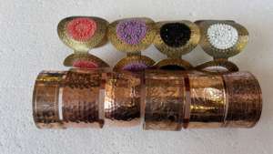 Brazaletes de Latón con Cuentas y Grabado en Cobre Hechos a Mano, Joyería Ajustable de Estilo Bohemio con Corazón para Fiestas - Product Image 3