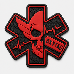 Oxytag 3D Rubber <b>Patch</b> Skull Cross Red Black Embossed <b>Sew</b>-<b>On</b> <b>Patch</b> Wholesale Rate OEM Custom PVC Rubber <b>Patches</b> Cheap price - Product Image 2