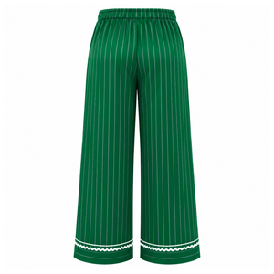 Iota Phi Lambda Women's Striped Pajama Set Button Front Long Sleeve Sleepwear Contrast Trim Lounge <b>PJs</b> With Drawstring Pants - Product Image 5