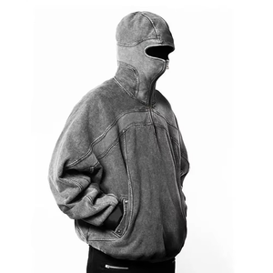 Pull à capuche vintage à épaules tombantes, délavé à l'acide, pour homme, personnalisable, séchage rapide, respirant, écologique, automne, vente en gros - Product Image 1