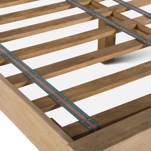 Lit de rangement traditionnel Lena King en bois de mahogany massif, haute qualité, hauteur réglable, finition naturelle, pour chambre à coucher. - Product Image 4