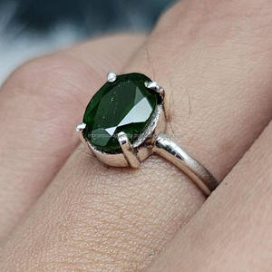 Anillo de declaración de Plata de Ley 925 hecho a mano con piedras preciosas de ónix verde natural para fiestas y bodas, regalo de aniversario para mujer - Product Image 3