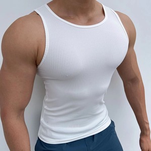 Chaleco Elástico Acanalado OEM para Hombre, Camiseta sin Mangas Transpirable para Gimnasio, Verano - Product Image 1