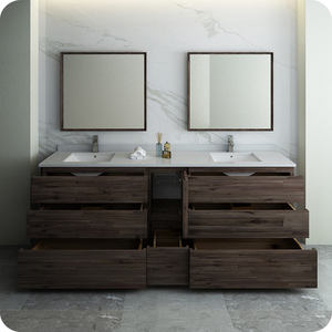 Scandinavian <b>Line</b> Modern Eco-Friendly White <b>Washed</b> Wood Finish <b>Wall</b>-<b>Mounted</b> Bathroom Vanity Cabinet Easy Assembly Home - Product Image 3