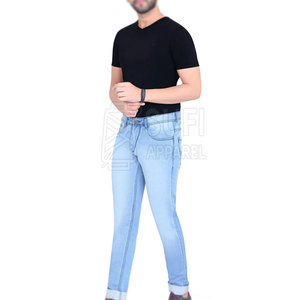 Simple Clean <b>Lines</b> Casual Men's Straight Mid-Rise <b>Jeans</b> 100% Cotton Breathable Eco-Friendly Professional Look for Wholesale - Product Image 5