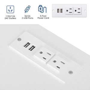 Scrivania Moderna a H con 1 Anta e 3 Cassetti, 120 cm, Melaminico Bianco Goffrato, 2 Porte USB e Prese di Corrente - Product Image 6