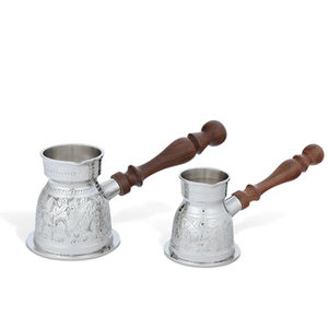 Cafetière turque en métal artisanale de qualité supérieure, élégante et durable avec poignée en bois pour les amateurs de café authentique - Product Image 3