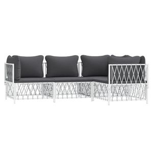 Set Lounge da Giardino Bianco e Grigio Scuro - Product Image 3