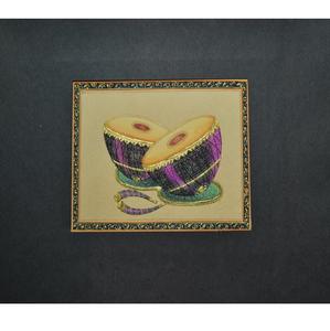 Tabla y Shehnai Pintados a Mano, Instrumentos Musicales, Pintura de Arte Musical Indio, Decoración Tradicional de Pared para el Hogar y la Sala de Estar - Product Image 5