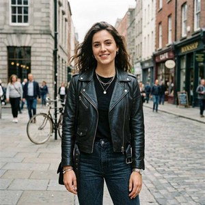 Blouson Bomber en Cuir Véritable à Carreaux Respirant pour Femme – Style Motard Urbain Hiver – Tenue Tendance Moto - Product Image 5