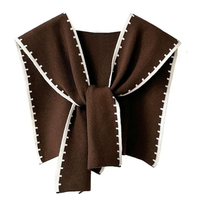 Großhandel Neuerscheinung Umlegekragen Damen Gestrickter Poncho Pullover Häkelmuster Schal für Frauen - Product Image 1