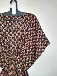 Robe kaftan en coton faite à la main à imprimé cachemire, style bohème, pour la plage, taille unique, tenue de villégiature - Product Image 5