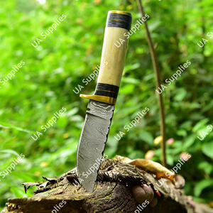Couteau Skinner à lame fixe en acier Damas, manche en os de chameau, vente en gros, haute qualité, personnalisé, pour la chasse, le camping, EDC, DIY - Product Image 4