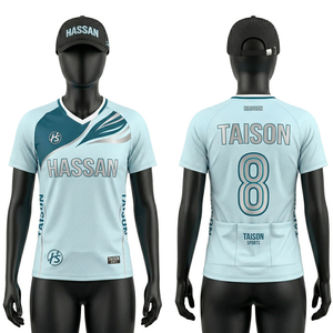 Womens <b>Badminton</b> Jersey 150 GSM Premium Polyester Moisture Wicking Fabric Teal Navy Neon Panel Design Custom Sublimation Logo - Product Image 3