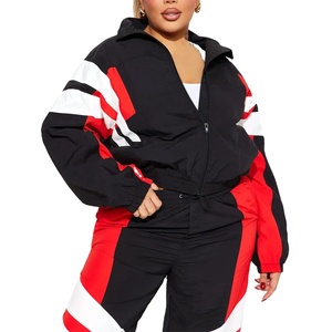 Ensemble de survêtement d'hiver unisexe pour femmes, coupe-vent à capuche en nylon de haute qualité, fermeture éclair, 2 pièces, coupe-vent, respirant, couleur unie, 2026 - Product Image 2