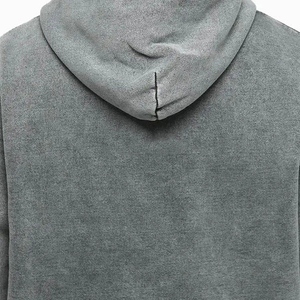 เสื้อฮู้ดดี้โอเวอร์ไซส์ผู้ชาย สีพื้น ผ้าฝ้ายฟอก เฟรนช์เทอร์รี่ แขนยาว มีกระเป๋า สวมใส่สบายๆ สำหรับฤดูใบไม้ร่วง ปี 2027 - Product Image 4