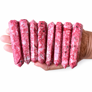 Chakralume Natural Thulite Crystal Pointer Tower Hand Polished <b>Pink</b> Gemstone for Reiki Meditation Chakra Energy <b>Healing</b> Decor - Product Image 5