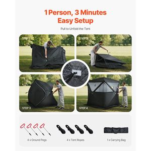 Tenda Sauna a Vapore Portatile Professionale per Esterni per 4 Persone, in Tessuto Oxford Resistente e Acciaio al Carbonio, Facile da Montare - Product Image 5