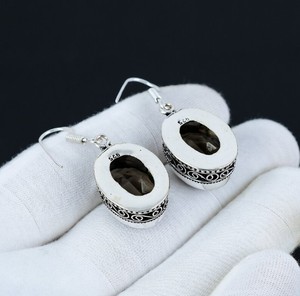 Wholesale Natural Smoky Quartz <b>Earrings</b> 925 Sterling <b>Silver</b> Handmade Smoky Quartz Drop <b>Dangle</b> <b>Earrings</b> - Product Image 2