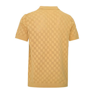 Chemise de golf décontractée vintage pour homme à manches courtes, col classique, motif léopard 3D, logo brodé personnalisé, tissage Dobby crocheté, 100% coton - Product Image 2