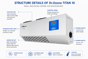 เครื่องกำเนิดโอโซน 5 กรัม/ชม. Dr.Ozone Titan 5 เครื่องกำจัดกลิ่นแบบติดผนังพร้อมตัวเครื่องสแตนเลส - Product Image 5