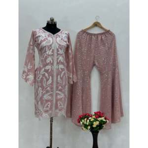 Ensemble haut et plazzo Beautiful Western Wear pour femmes avec travail séquentiel - Product Image 1
