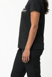 Women's Black <b>Scrub</b> <b>Top</b> With Front Pockets Hospital Uniform Wear - Product Image 5