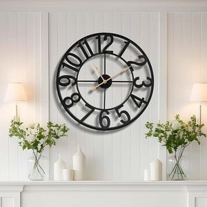 Orologio da Parete in Metallo con Numeri Arabi da 24 Pollici, Grande Decorazione per Soggiorno, Camera da Letto e Cucina, Completamente Silenzioso - Product Image 1