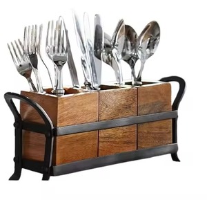 Customized Design Wooden <b>Caddy</b> For <b>Kitchen</b> Home Hotel Table Top Decorative Use Wooden Utensils Holder <b>Caddy</b> - Product Image 4