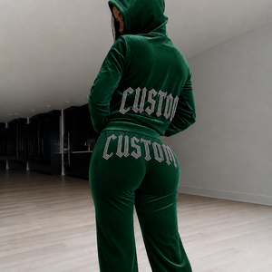 Wholesale womens tracksuit cotton fleece tracksuit custom logo for US streetwear brands low MOQ supplier - Product Image 3