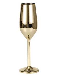Copa de Vino Skies Trader WH250, Elegante, de Acero Inoxidable Dorado, para Flauta, Metal Plateado de Lujo, Irrompible, con Tallo, para Brindis - Product Image 1