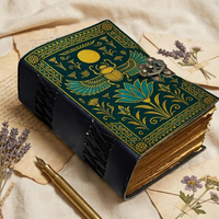 Journal en cuir Scarabée Égyptien, fait main, style Égypte Ancienne, classique, religieux, vintage, papier à bords festonnés, 200 pages, journal de mythologie