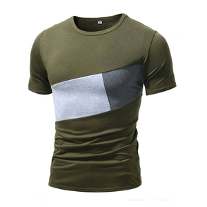 T-shirts pour hommes en coton 100% lourd 200g, tissu peigné, col rond, logo tricoté sur le devant, sérigraphié, respirant, vente en gros - Product Image 1