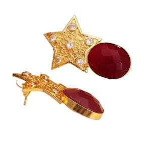 Pendientes de Moda con Diseño de Estrella de Latón, Chapados en Oro de 18K, con Engaste de Resina de Vidrio, Joyería de Moda para Mujer, para Fiestas - Product Image 1