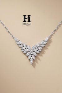 18K Gold Marquise Diamond V-<b>Necklace</b> Lab Grown Diamond Chevron <b>Statement</b> <b>Necklace</b> 925 Sterling Silver Bridal Fringe Choker - Product Image 2