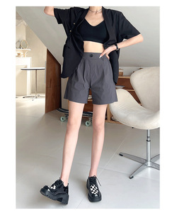 Pantalones Cortos Casuales de Verano para Mujer, Novedad, de Cintura Media, Pierna Ancha, con Volantes Decorativos, Bolsillos Cargo Transpirables, Ajuste Regular, Pantalones Cortos de Moda 100% - Product Image 6