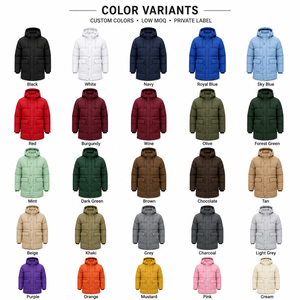 Men's Olive Green Hooded Long <b>Parka</b> <b>Waterproof</b> Windproof Fleece Casual Winter <b>Jacket</b> with Front Pockets Zipper Closure OEM ODM - Product Image 5