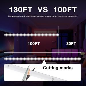 Tira de Luces LED de 130 pies para Dormitorio y Escritorio, Decoración RGB para Interiores con Control Remoto, Luces Inteligentes de 24V, Regalos de Cumpleaños - Product Image 3