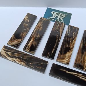 Plaques de matériau exotique en corne de buffle à rayures dorées pour manches de couteaux pliants, lames fixes et projets DIY - Product Image 1