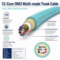Cable Troncal para Interiores HEADWAY FCS-DSCN-3M012-AQ de 12 Núcleos OM4 PVC para Centros de Datos y Redes LAN