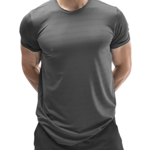 Men's Custom <b>Grey</b> Athletic Performance <b>T</b>-<b>Shirt</b> Lightweight Breathable Stretch Quick Dry Training Gym Sports Tee OEM Activewear - Product Image 3