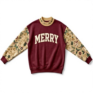 Sudadera de Cuello Alto con Estampado Navideño Holly para Mujer, de Algodón Tejido, Manga Larga, Diseño Casual con Letras para Invierno - Product Image 6